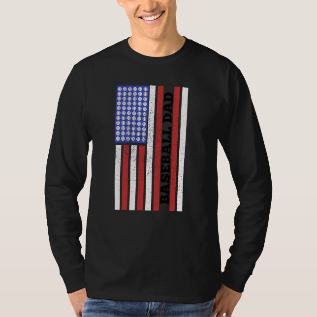 Baseball Dad USA Flag Baseball Player Fan Coach T-Shirt (Vorderseite)