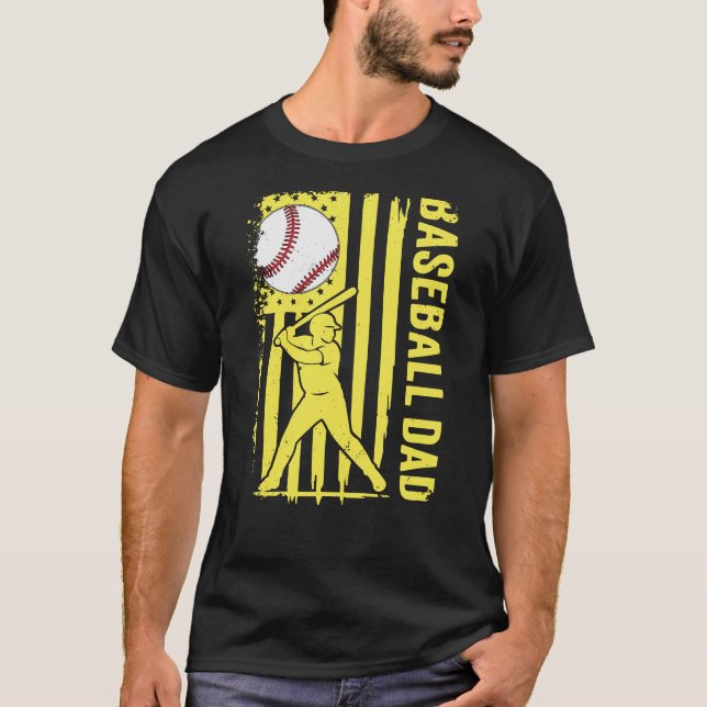 Baseball Dad USA Flag T-Shirt (Vorderseite)