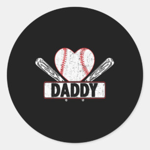Baseball Daddy Matching Family Softball Baseball L Runder Aufkleber
