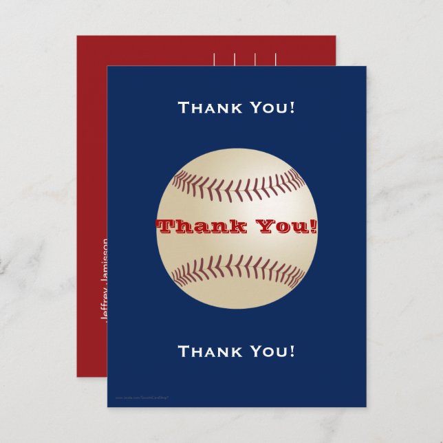 Baseball Danke, Postcard Postkarte (Vorne/Hinten)