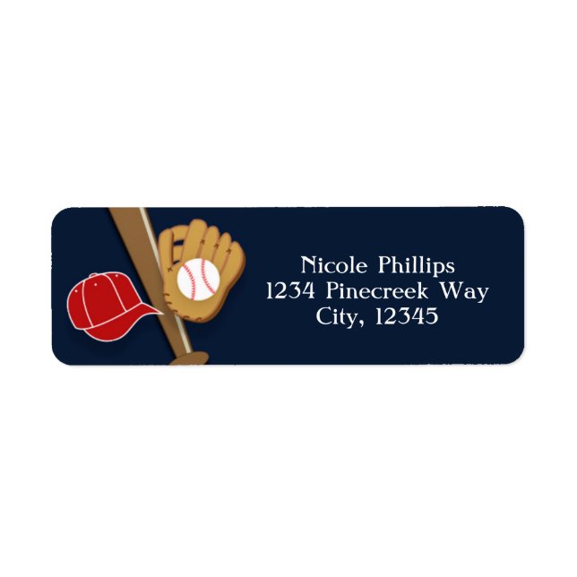 Baseball Dark Blue Sports Address Labels (Vorne)