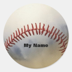 Baseball Dein Name Runder Aufkleber