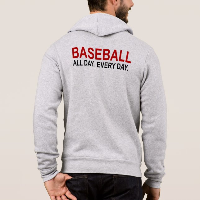 Baseball den ganzen Tag Hoodie (Rückseite)