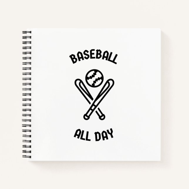 Baseball den ganzen Tag Notizbuch (Vorderseite)
