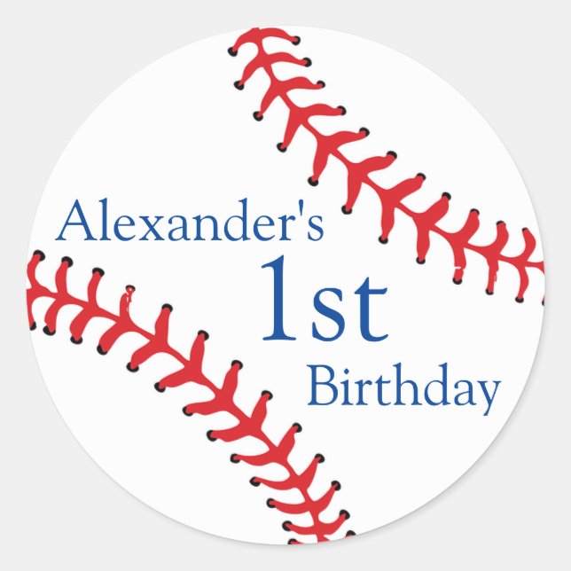 Baseball-Design mit Individuelle Name Runder Aufkleber (Vorderseite)