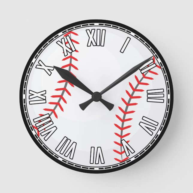 Baseball-Design Runde Wanduhr (Vorderseite)