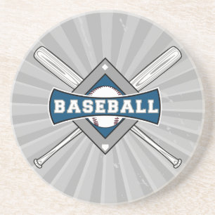Baseball-Diamant-Logo grau blau weiß Getränkeuntersetzer