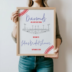 Baseball-Diamant, Mädchen beste Freundin Willkomme Poster