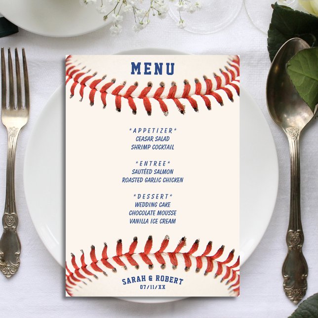 Baseball die perfekte Empfängnis für Hochzeiten Menükarte (Baseball The Perfect Catch Wedding Reception Menu)