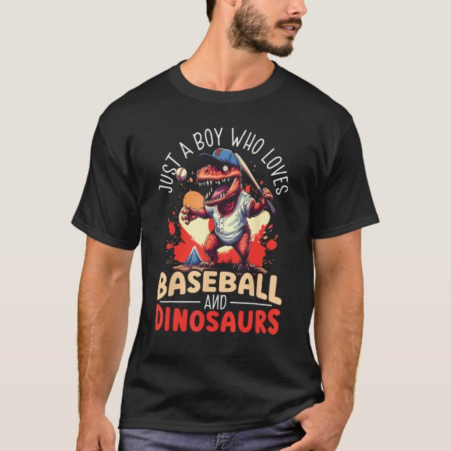 Baseball Dinsoaur Sport  Baseball Player Dino Foss T-Shirt (Vorderseite)
