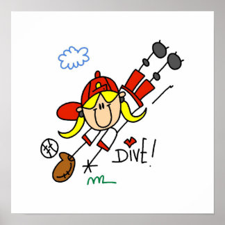 Baseball Dive Girls Softball T - Shirt und Geschen Poster