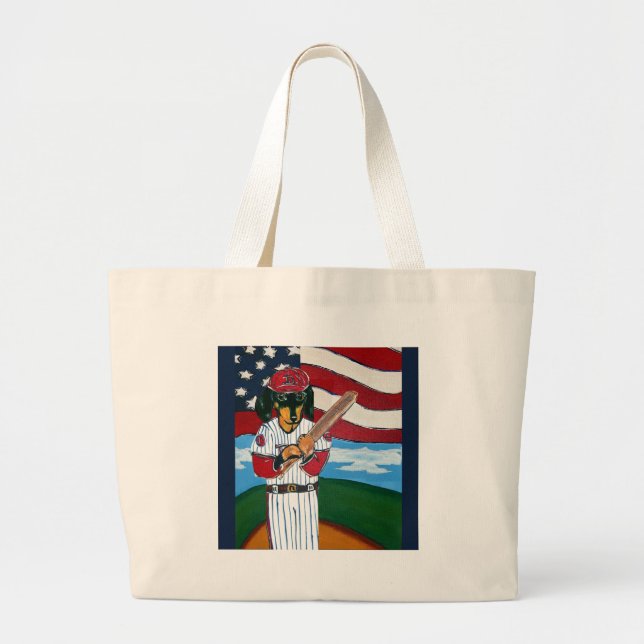 Baseball-Doxie Jumbo Stoffbeutel (Vorne)