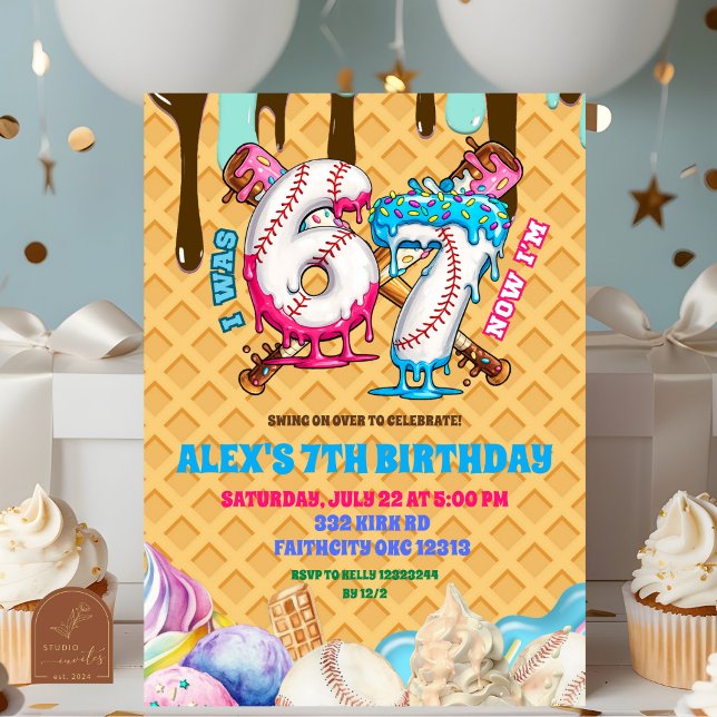Baseball Drip 67 boy Birthday Party Invitation Einladung (Von Creator hochgeladen)