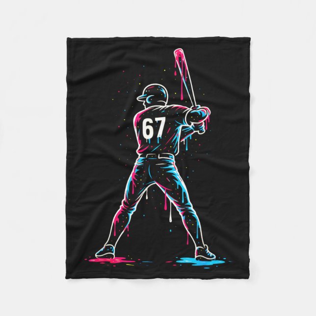 Baseball Drip 6 7 Number 67 Six Seven Meme Mens Bo Fleecedecke (Vorderseite)