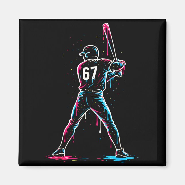 Baseball Drip 6 7 Number 67 Six Seven Meme Mens Bo Magnet (Vorne)