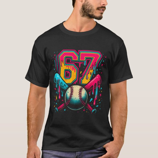 Baseball Drip 6 7 Number 67 Six Seven Meme Mens Bo T-Shirt (Vorderseite)