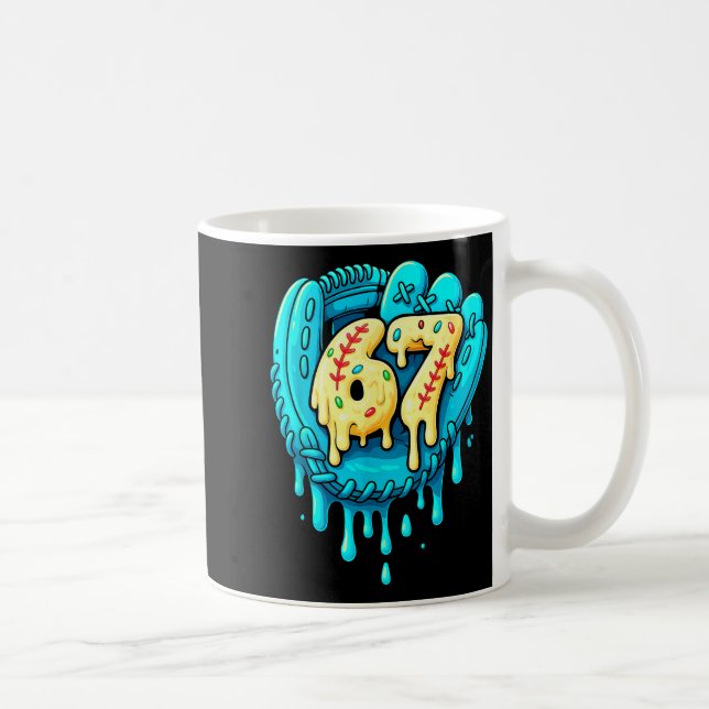 Baseball Drip 6 7 Nummer 67 Sechs Sieben Meme Herr Kaffeetasse (Rechts)