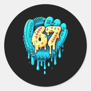 Baseball Drip 6 7 Nummer 67 Sechs Sieben Meme Herr Runder Aufkleber