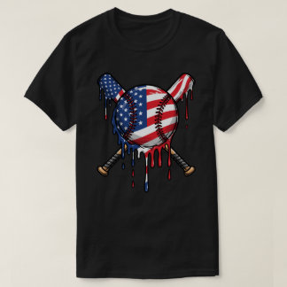 Baseball Drip Amerikanische Flagge | Drip Baseball T-Shirt