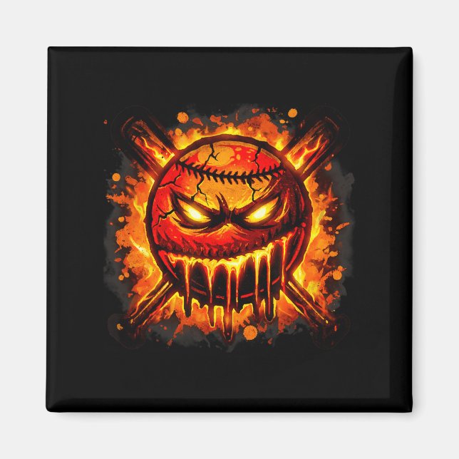 Baseball Drip Angry Lava Slime Ball Grafik  Magnet (Vorne)