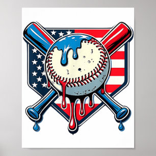 Baseball-Drip-Boy Eiscreme Patriotisch Amerikanisc Poster