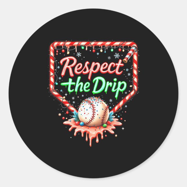 Baseball Drip Boys Ice Cream Christmas Youth Respe Runder Aufkleber (Vorderseite)