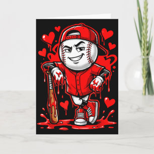 Baseball-Drip-Eiscreme-Herz-Rot-Valentinstag-Junge Karte