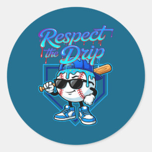 Baseball-Drip-Eiscreme Respektiere den Tropfen Hei Runder Aufkleber
