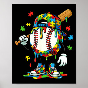 Baseball Drip Eiscreme Sport Autismus-Bewusstsein Poster