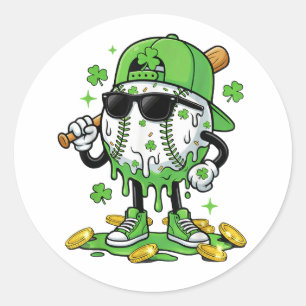 Baseball-Drip-Eiscreme St. Patricks Day Runder Aufkleber