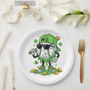 Baseball-Drip-Eiscreme St. Patricks Tag Pappteller