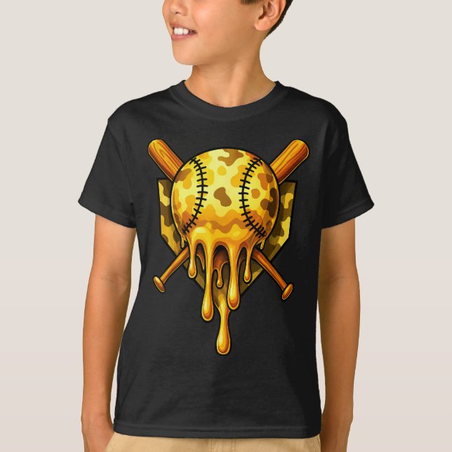 Baseball-Drip-Eiscreme-Tarnmuster Cooles Design  T-Shirt (Vorderseite)