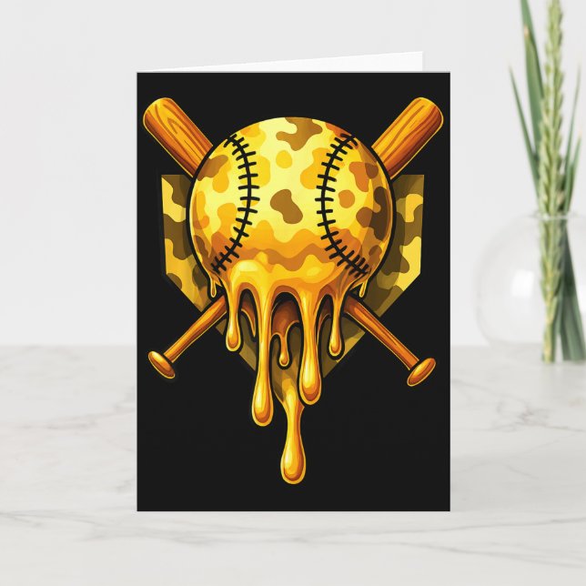 Baseball-Drip-Eiscreme-Tarnung Cool Design  Karte (Vorderseite)