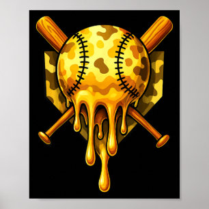 Baseball-Drip-Eiscreme-Tarnung Cool Design Poster
