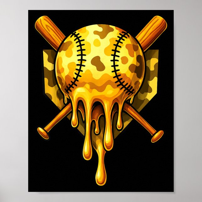 Baseball-Drip-Eiscreme-Tarnung Cool Design  Poster (Vorne)