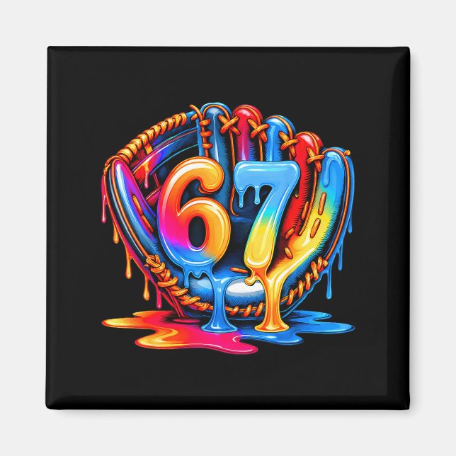 Baseball Drip Ice Cream 67 Baseball Lifestyle 101  Magnet (Vorne)