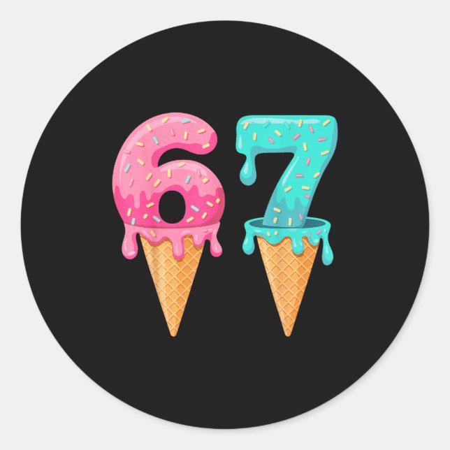 Baseball Drip Ice Cream 67 Baseball Lifestyle 101  Runder Aufkleber (Vorderseite)