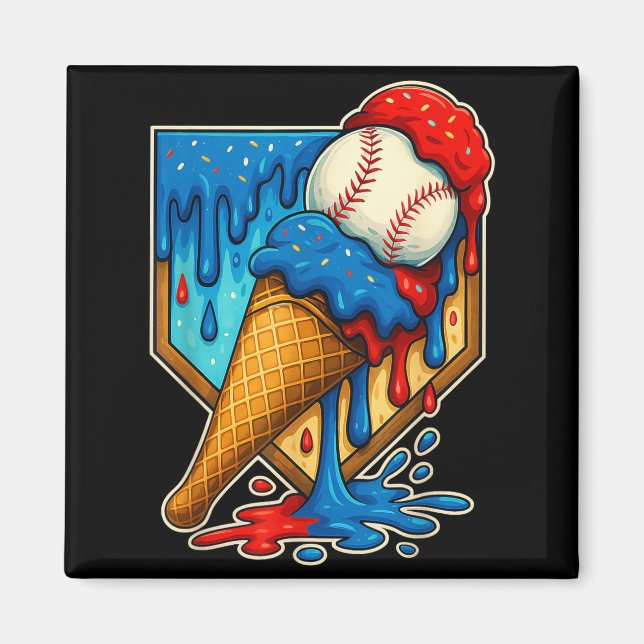 Baseball Drip Ice Cream 6 7 Number 67 Six Seven Me Magnet (Vorne)