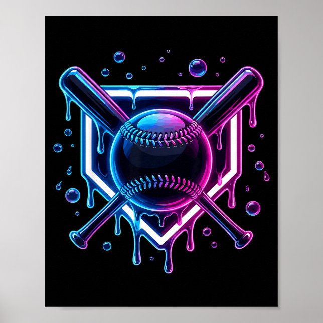 Baseball Drip Ice Cream Bat Kids  Poster (Vorne)
