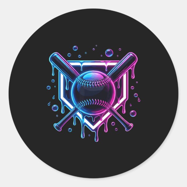 Baseball Drip Ice Cream Bat Kids  Runder Aufkleber (Vorderseite)