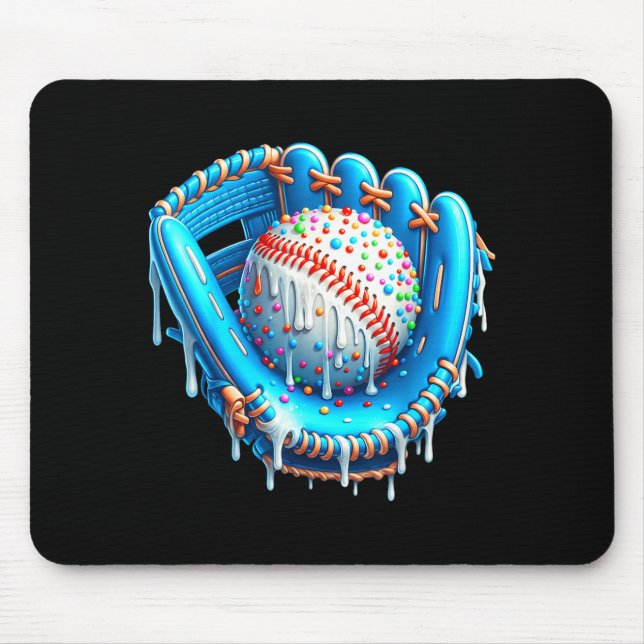 Baseball Drip Ice Cream Glove With Sprinkles Ball  Mousepad (Vorne)
