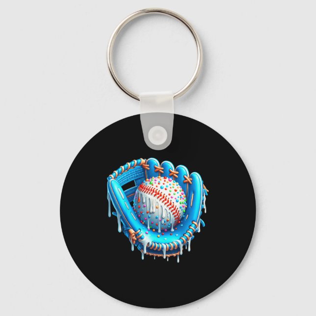 Baseball Drip Ice Cream Glove With Sprinkles Ball  Schlüsselanhänger (Vorderseite)