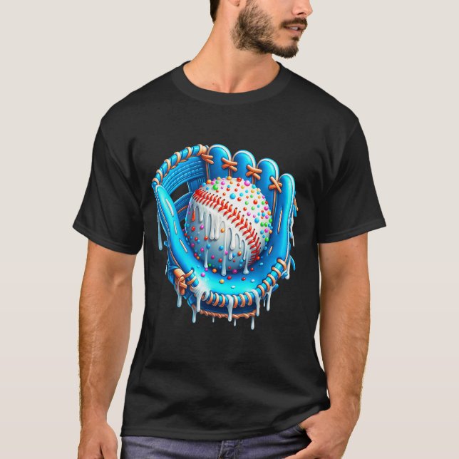 Baseball Drip Ice Cream Glove With Sprinkles Ball  T-Shirt (Vorderseite)