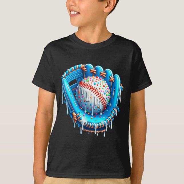 Baseball Drip Ice Cream Glove With Sprinkles Ball  T-Shirt (Vorderseite)