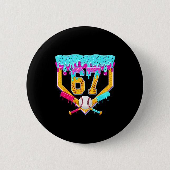Baseball Drip Ice Cream Number 67 Player Or 67th B Button (Vorderseite)