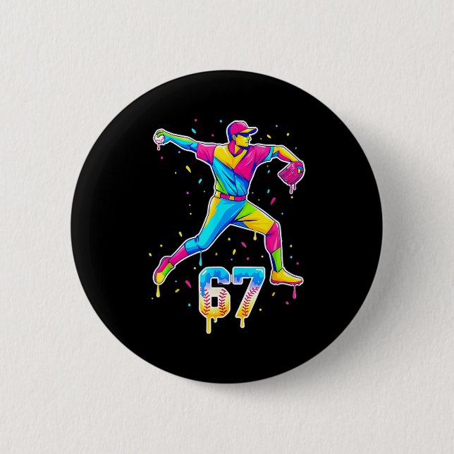 Baseball Drip Ice Cream Number 67 Player Or 67th B Button (Vorderseite)