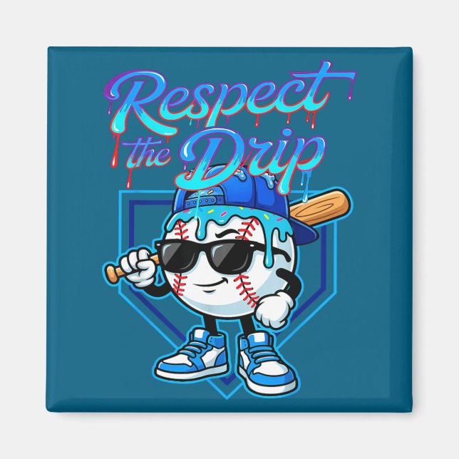 Baseball Drip Ice Cream Respect The Drip Home Plat Magnet (Vorne)