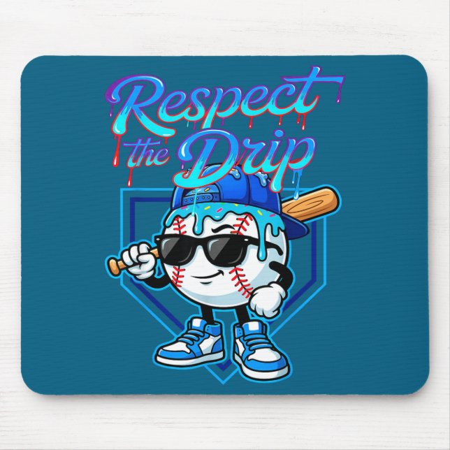 Baseball Drip Ice Cream Respect The Drip Home Plat Mousepad (Vorne)
