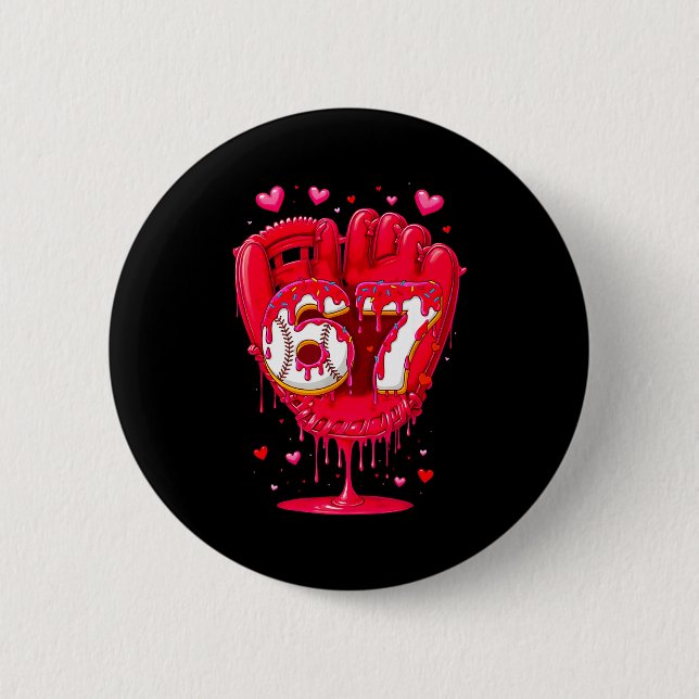 Baseball Drip Ice Cream Valentine Youth Boys Girls Button (Vorderseite)