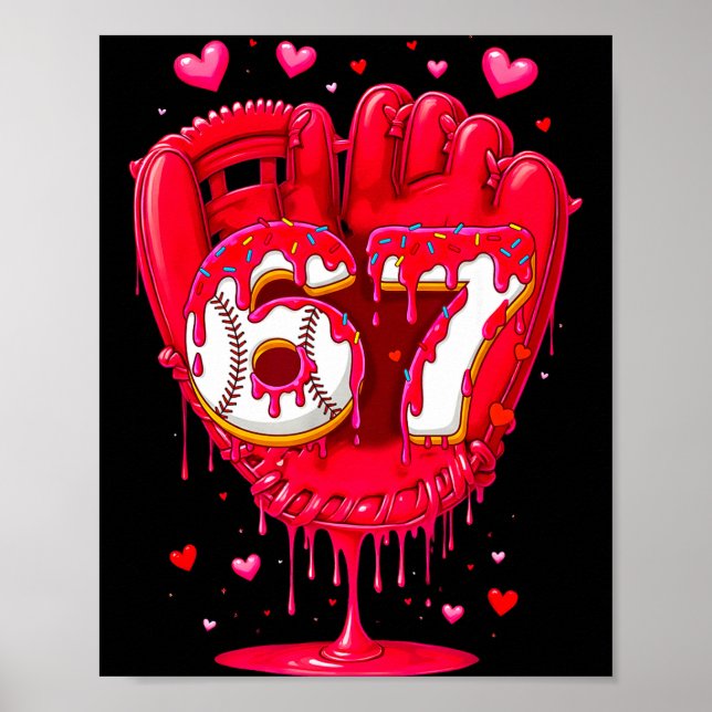 Baseball Drip Ice Cream Valentine Youth Boys Girls Poster (Vorne)